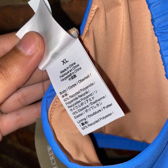 New NWT J. Crew Blue Scrunchie Strap Square Neck Bikini Swim Bathing Suit Top XL - Picture 5 of 6